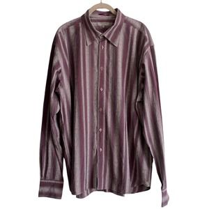 Ted Baker Purple Striped Floral Button Up Shirt Size 7/3XL
